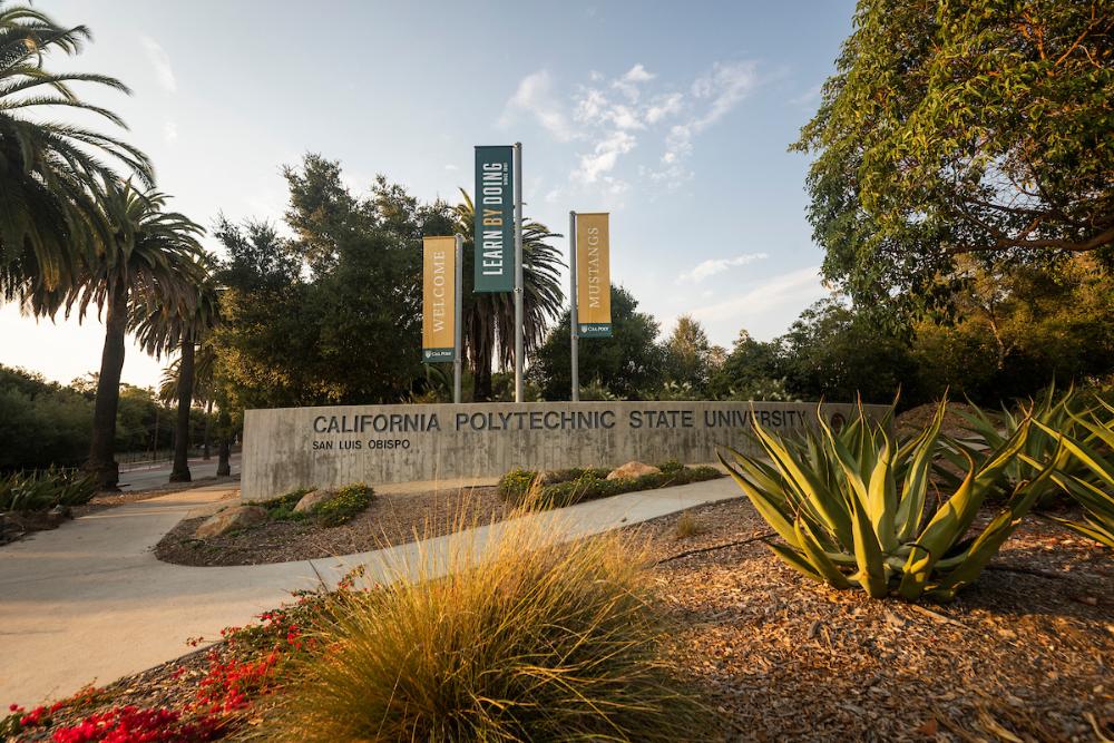 Entrance with flags